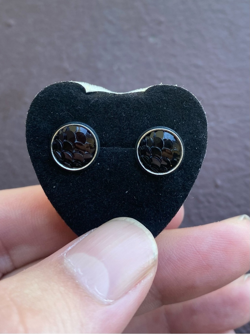 Black Dragon Scale Stud Stainless Steel Earrings